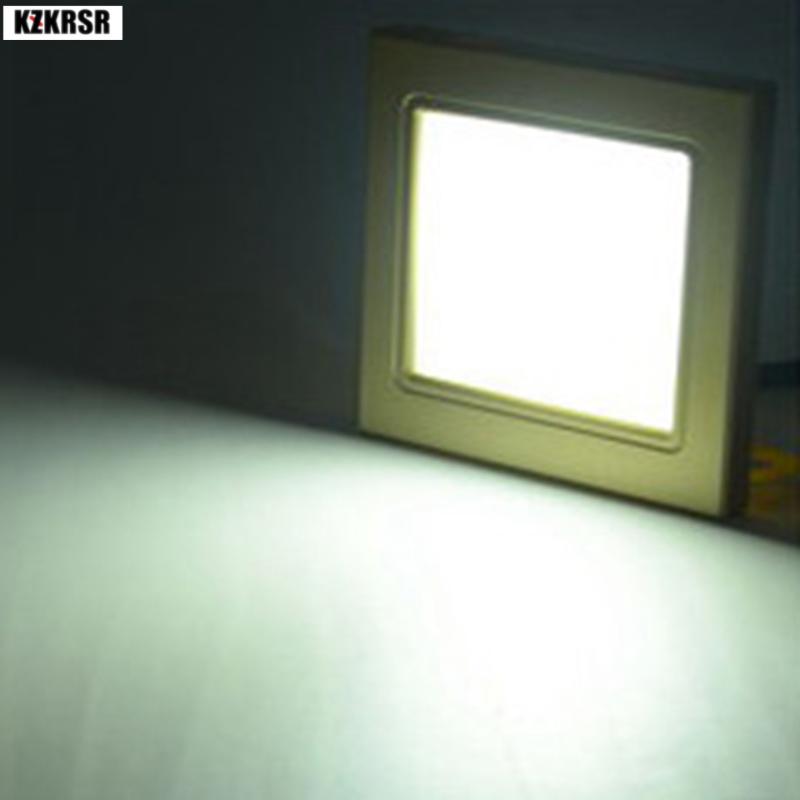 

10pcs Radar Sensor LED Stair Light 110V 220V 1.5W Square Recessed Step Sconce Wall Lamp Footlight Wall Light With 86 Mount Box