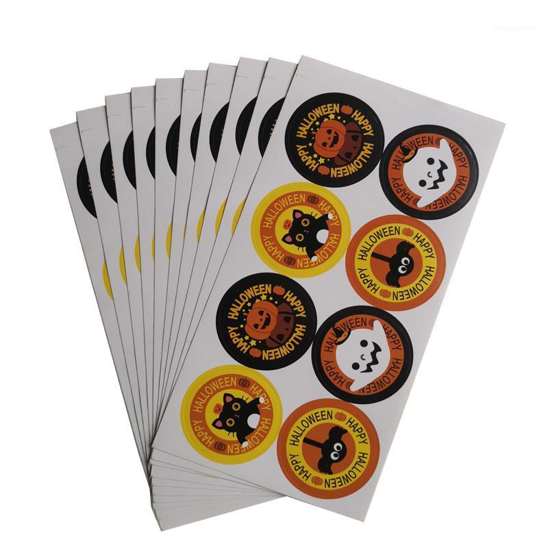 

Drop/ship Round Halloween Pumpkin Decoration Sticker Candy Gifts Bag Sealing Sticker 10pcs 0721@p3 Holiday DIY Decorations1