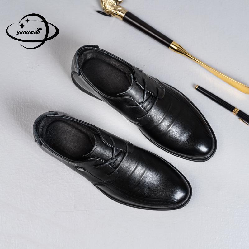 

Size 38-44 Mens Dress Shoes Spring Autumn Lace-up Round Toe Genuine Leather Slip-On Business Comfortable Male Footwear Hy98, As picture