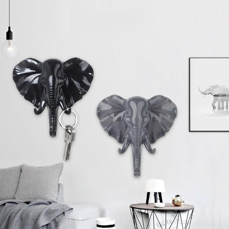

Elephant Head Animal Wall Door Clothing Hook Display Storage Racks Self Adhesive Hanger Bag Keys Sticky Holder Creative Decor