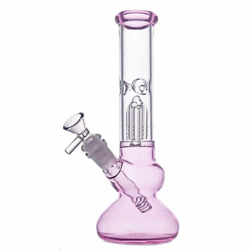 

Pink Big Bongs Diffuser Datachable Stem Diffuser Dab Rig 10.5 Inches Thick Smoking water Hookah 14.4mm Joint Glass beaker Bong