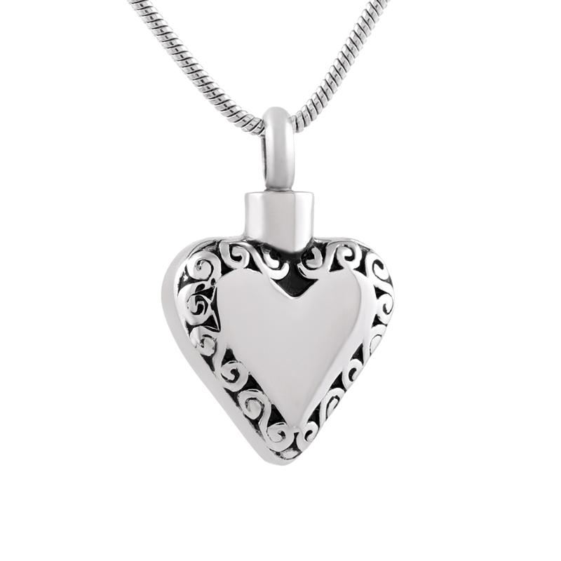 

IJD9855 Stainless Steel Arround Pattern Heart Cremation Keepsake for Ashes Urn for Men Pendant Necklace Jewelry