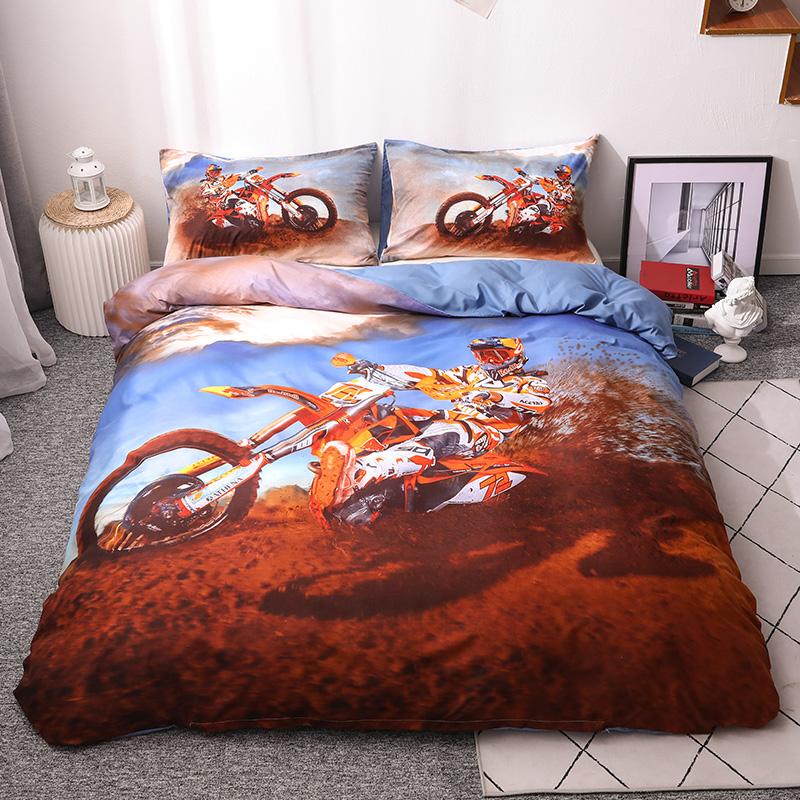 

3D Motorcycle Extreme Sport Bedding Sets Surfing Paragliding Printed Duvet Cover Set Queen King Size Bed Cover with Pillowcase, 02