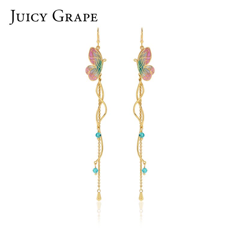 

Women Enamel Glazed Earrings 2021 New Star Butterfly Earrings Feminine Long-Style