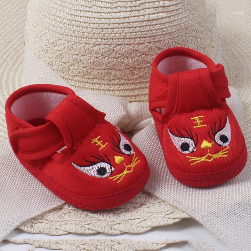 

2pcs Cotton Newborn Baby First Walkers Baby Shoes Cartoon Tiger Print Prewalkers Toddlers Boys Girls Soft Anti-Slip Crib Shoes1, Red