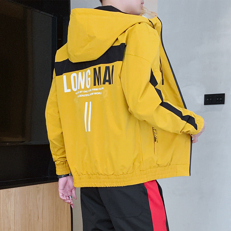 

Men's 2020 new yellow fashions with hood windbreak jacket outerwear hip hop jackets higher quality size OQ32, Silver