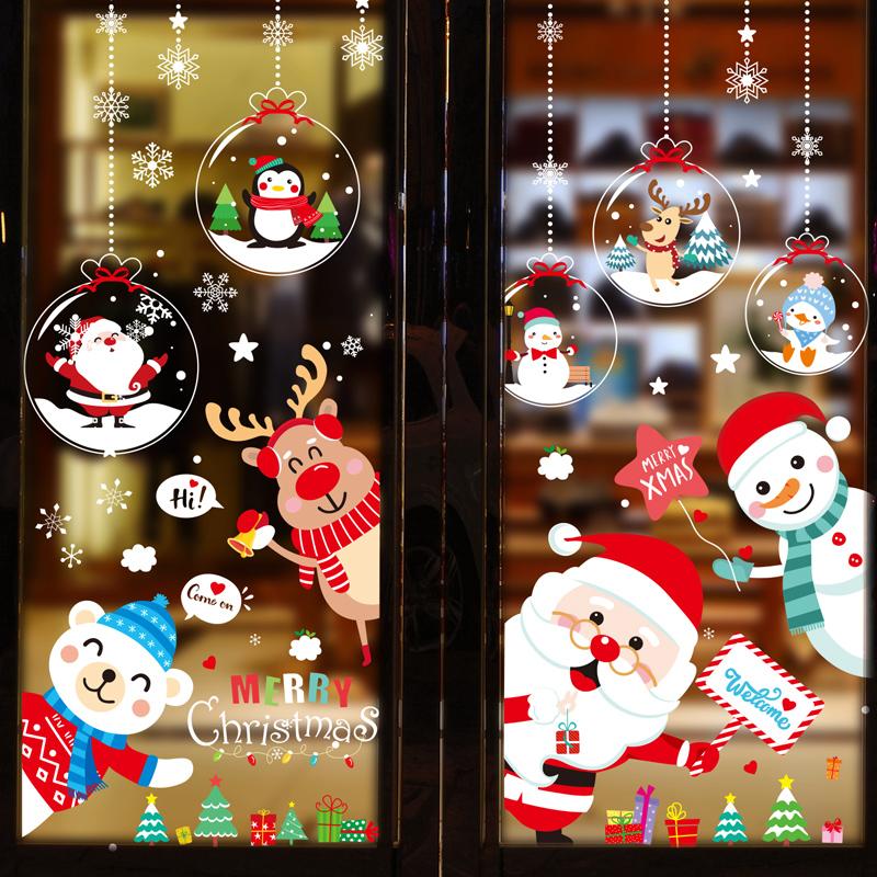

SHIJUEHEZI] Father Christmas Window Stickers DIY Snowflake Ornaments Wall Decals for Living Room Shop Glass Festival Decoration