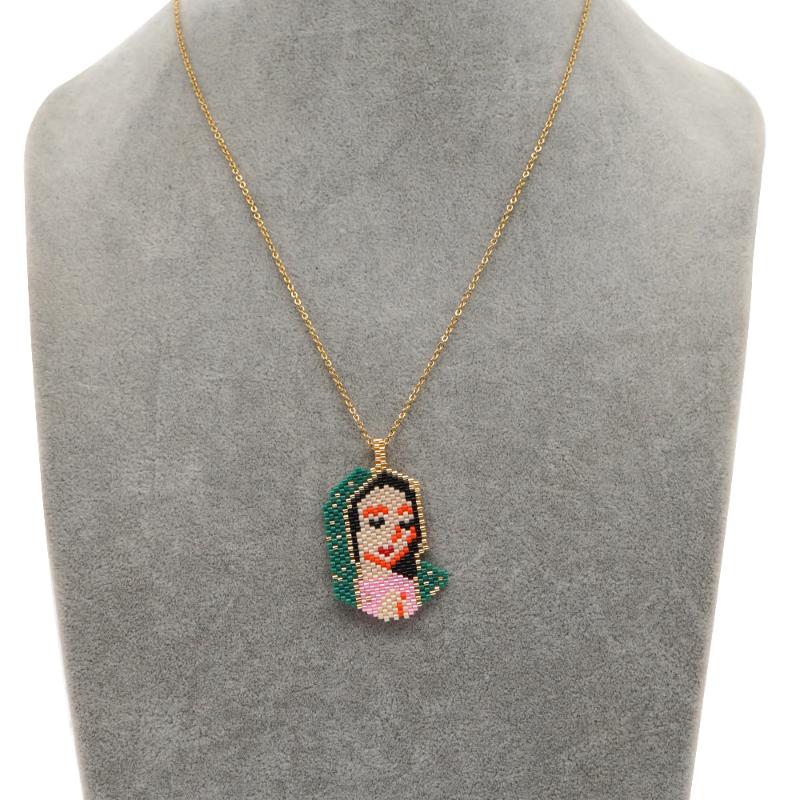 

Go2boho Women Bead Necklace Handmade Jewelry Stainless Steel Choker Fashion Miyuki Beads Virgin Mary Pendant Necklaces Diy