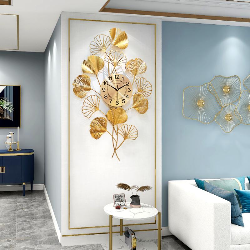 

Large Gold Wall Clock Art Metal Luxury Nordic Modern Living Room Silent Wall Clock Creative Zegar Scienny Home Decoration BE50WC