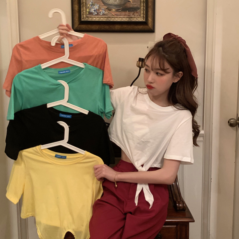 

2021 New 5 colours will see color short sleeves and T-shirts women's tops (c6498) MZ8W, Pink