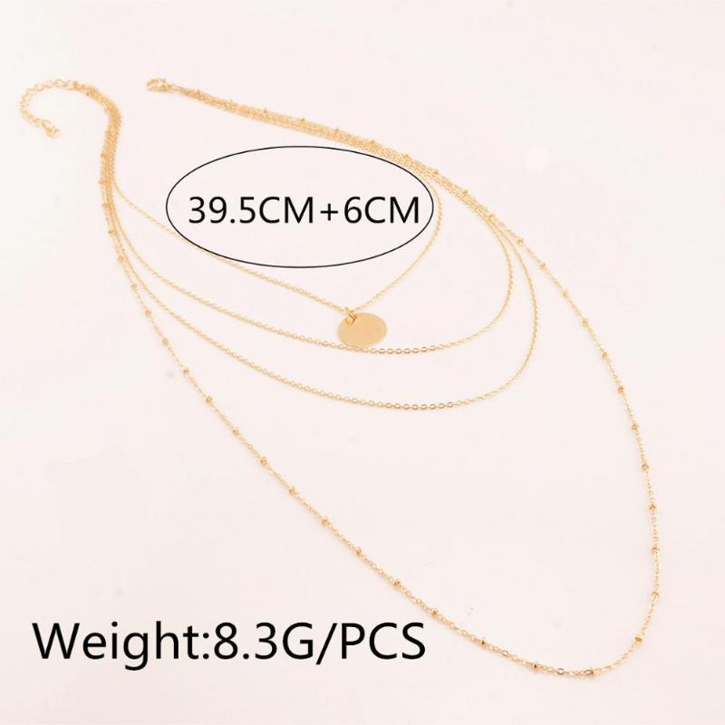 

Vintage Multilayer Round Pendant Necklace For Women Gold Color Bead Chain Neck Choker Fashion Party Jewelry Gift