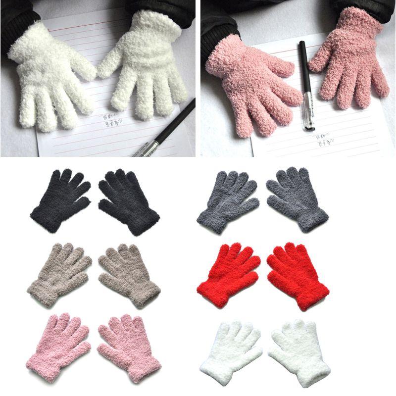 

Winter Warm Kids Gloves Children Stretch Mittens Boys Girls Full Finger Gloves, Gy