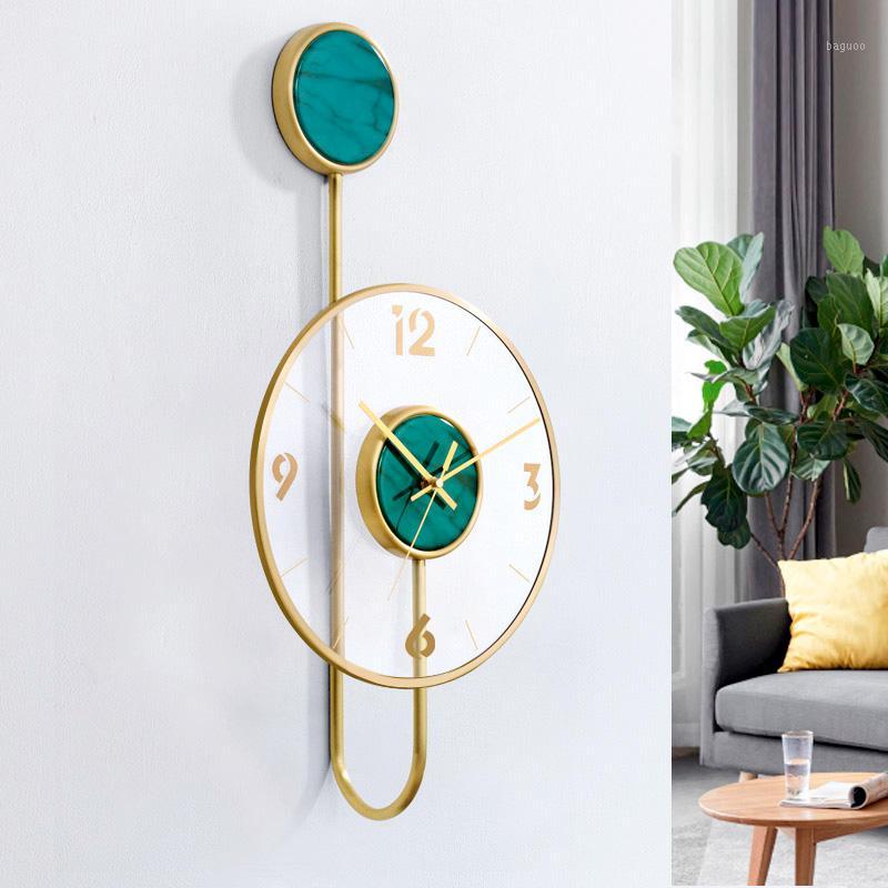 

New Nordic Europe 3D Wall Clock Modern Design for Living Room Decoration Quartz Watch Home Decor Metal Art Sticker Blue Green1