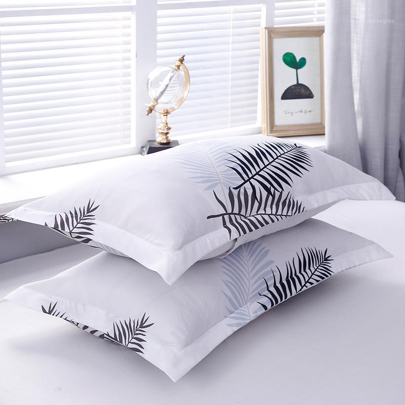 

Modern Brief Pillowcase 48 x 74cm White leaf Printed Pillow Covers Polyester Geometric Pattern Only 2pcs Pillow Case (No filler)1, Xtfq