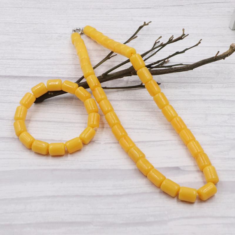 

Fashion Handmade Beads Jewelry for Women Faux Resin Ambers Short Choker Strand Necklace Bracelet Bridal Dubai Accessories B244