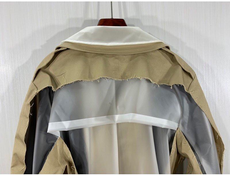 

2020FW Autumn Luxury High Quality Women Sheer Patchwork Trench Coat Female Long Outerwear Coat Ddxgz2, Beige