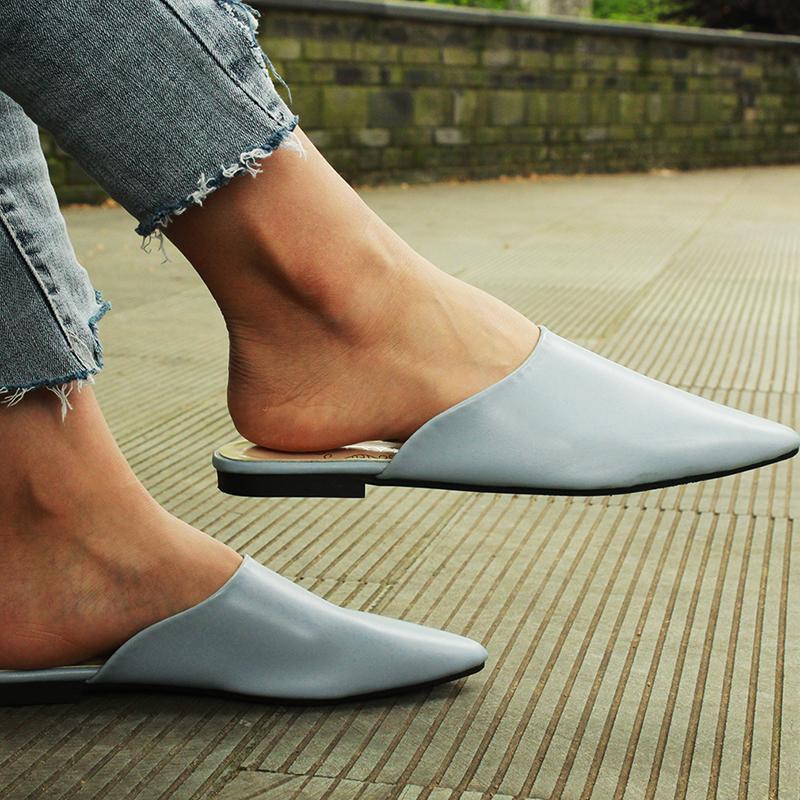 

Summer Flats Mules Lady Sandals Slippers Slip On Pointed Toe Women Mules Outdoor Slipper Shoes Woman Slides, Black
