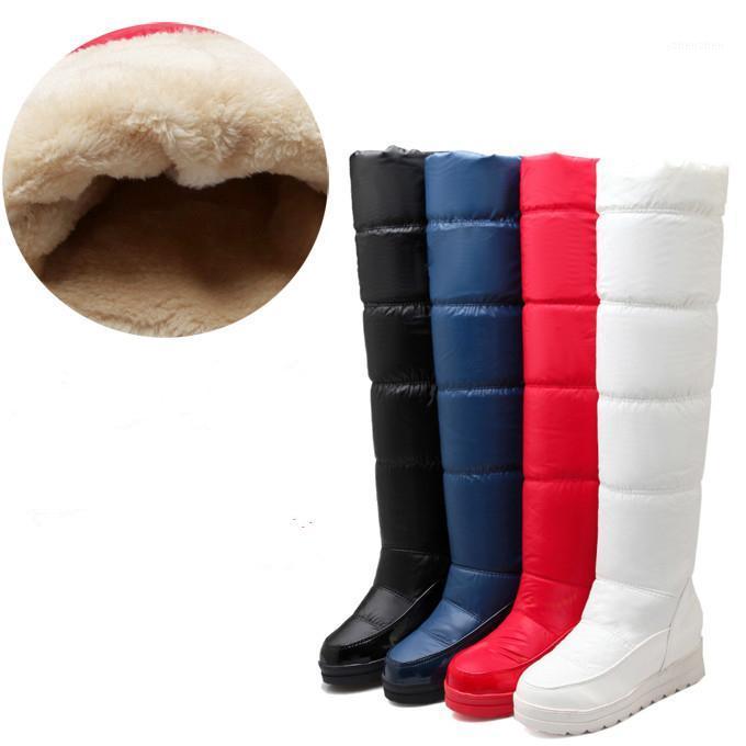 

Boots Thigh High Over The Knee Snow Womens Winter Warm Fur Shoes Women Solid Color Casual Waterproof Non-slip Plush Wedges Botas1, Black high