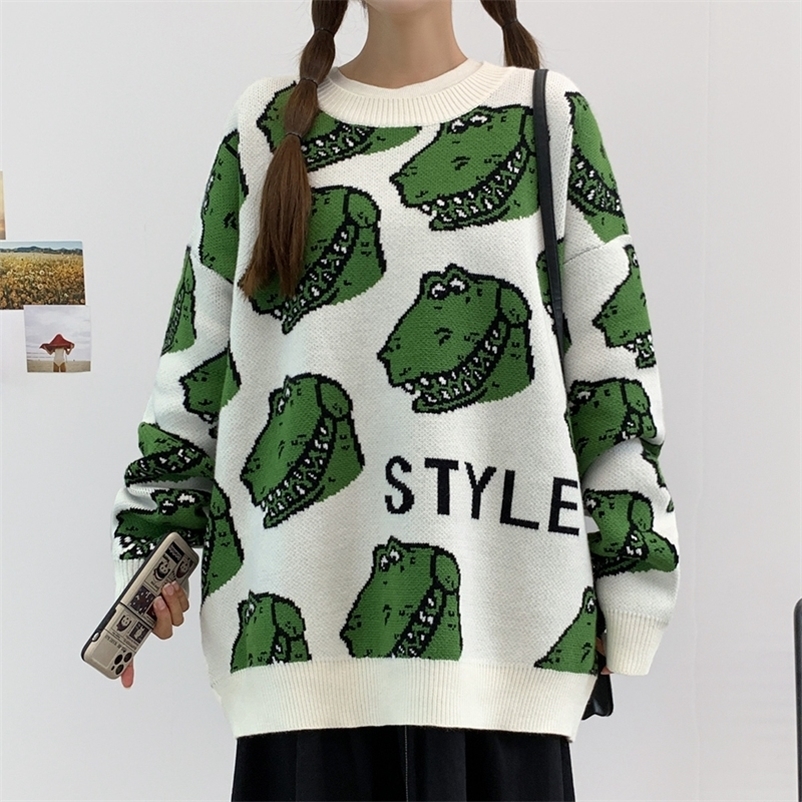 

SingleRoad Womens Knitted Sweater Men Winter Anime Cute Harajuku Jumper Korean Oversized Hip Hop Pullover Sweaters Women 201203, White sweater men