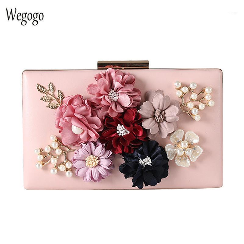 

2020 Women 3D Flower Evening Bags Wedding Party Bridal Pearl Beaded Purse Clutch Handbag Bolso Fiesta Muje1, Beige