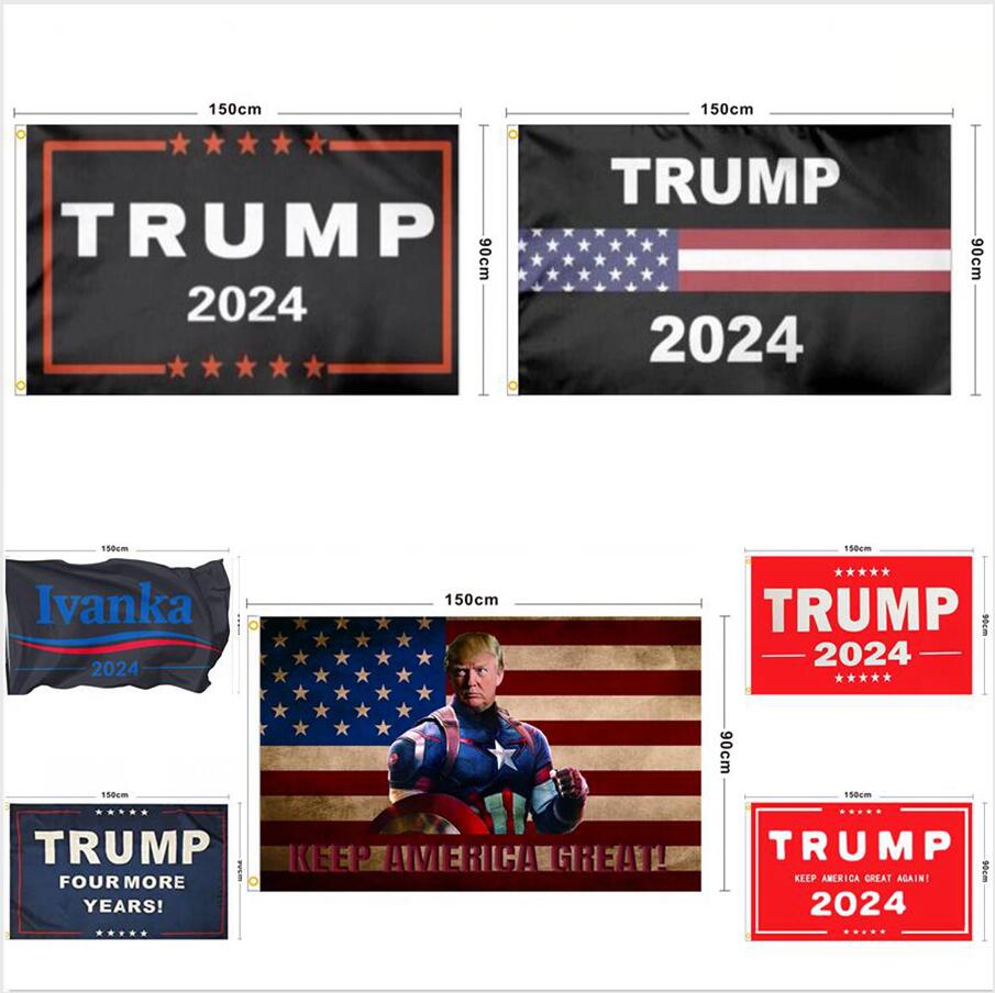

Newest 90*150cm Trump Flag 2024 America Election Polyester Digital Print Flags Keep America Great Again Ivanka Decor Banner LJJP822