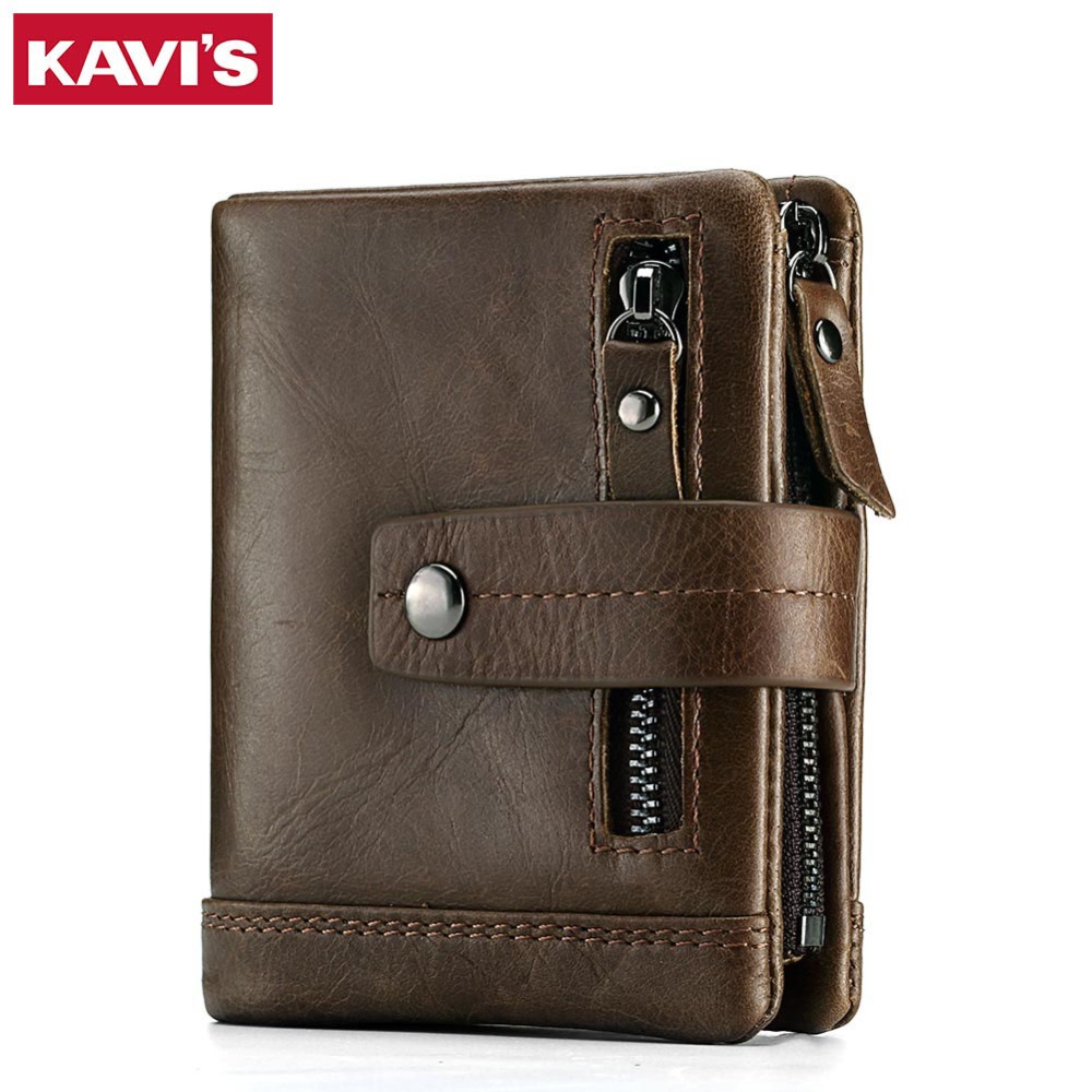 

KAVIS Genuine Leather Wallet Men Coin Purse Male Cuzdan PORTFOLIO MAN Portomonee Small Mini Rfid Walet Pocket Fashion Man Vallet, Red;black