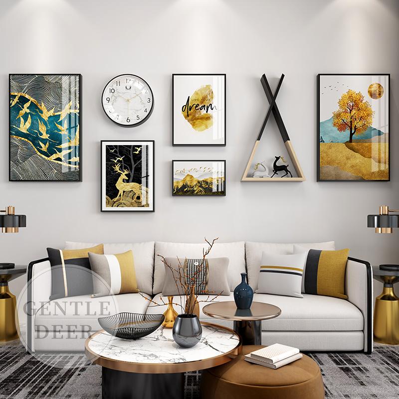 

Nordic Light Luxury Simple Style Abstract Suitable For Home Decoration Painting Living Room Sofa Background Photo Frame Set Gift