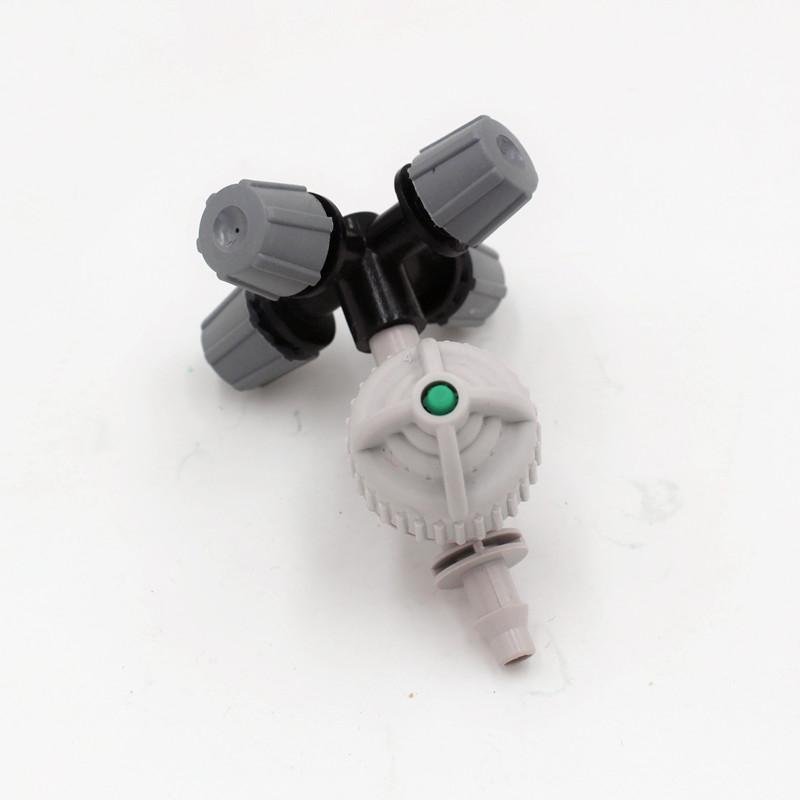 

20pcs 4Way Misting Sprinkler Cross Nozzle Greenhouse Watering Irrigation Garden Hanging Down Sprayers Micro Drip Water M183, Grey sprinkler