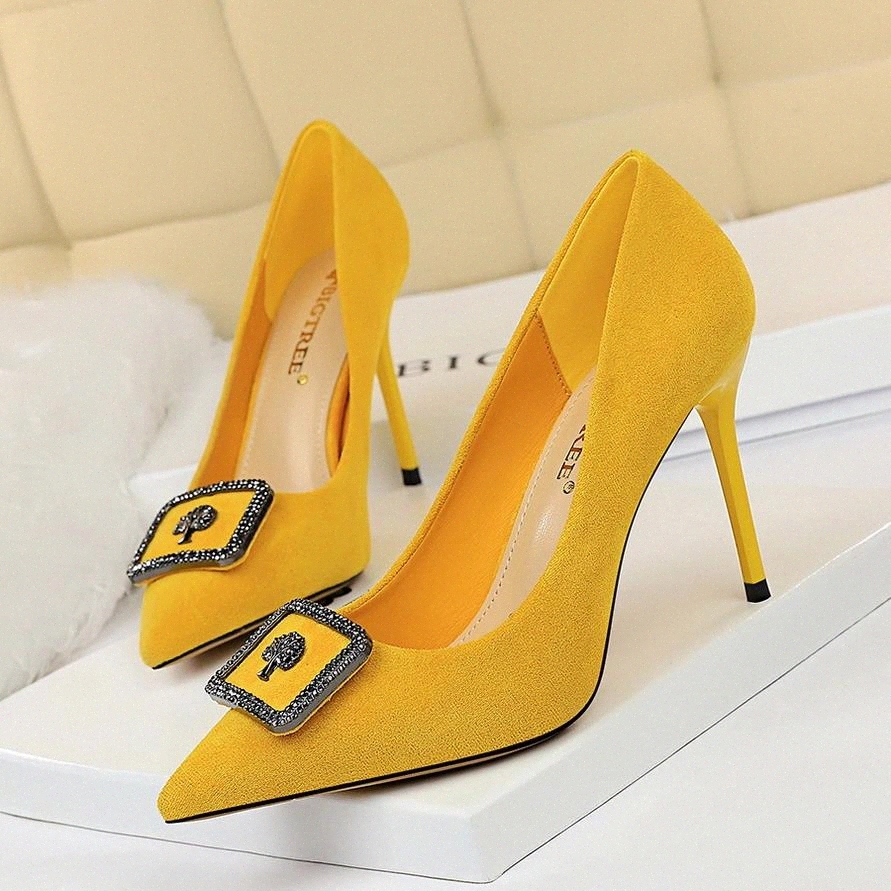

Women Pumps Sexy High Heels 2020 Spring New Women Heels Crystal Leaves Shoes Stiletto 9.5cm Pointed High Party Shoes #3U7N, Black