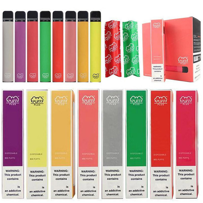 

37 Flavors Puff Bar Plus Disposable Vapes Device Pod Kit 800 3.2ml 550mah Cartridges Vape Pre-filled Pen Vape Cart e cigarette Cig
