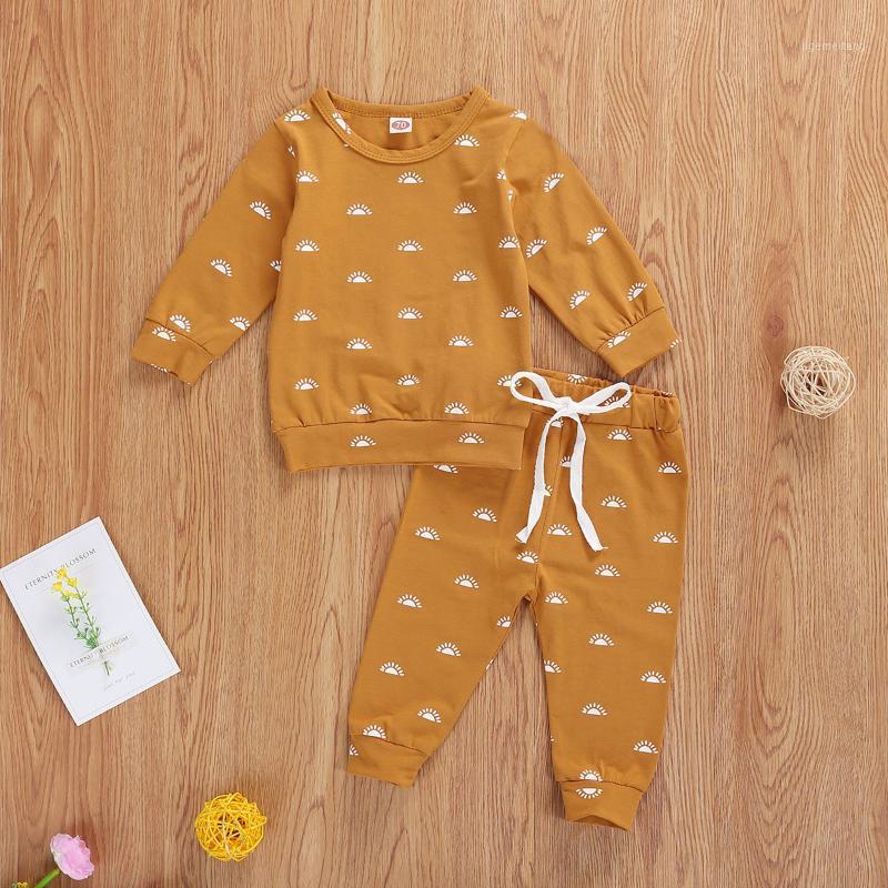 

Toddler Baby Boy Girl Clothes Outfit 2pcs Long sleeve Pullover Top and long Pants Outfit Set 0-24 months1, Yellow