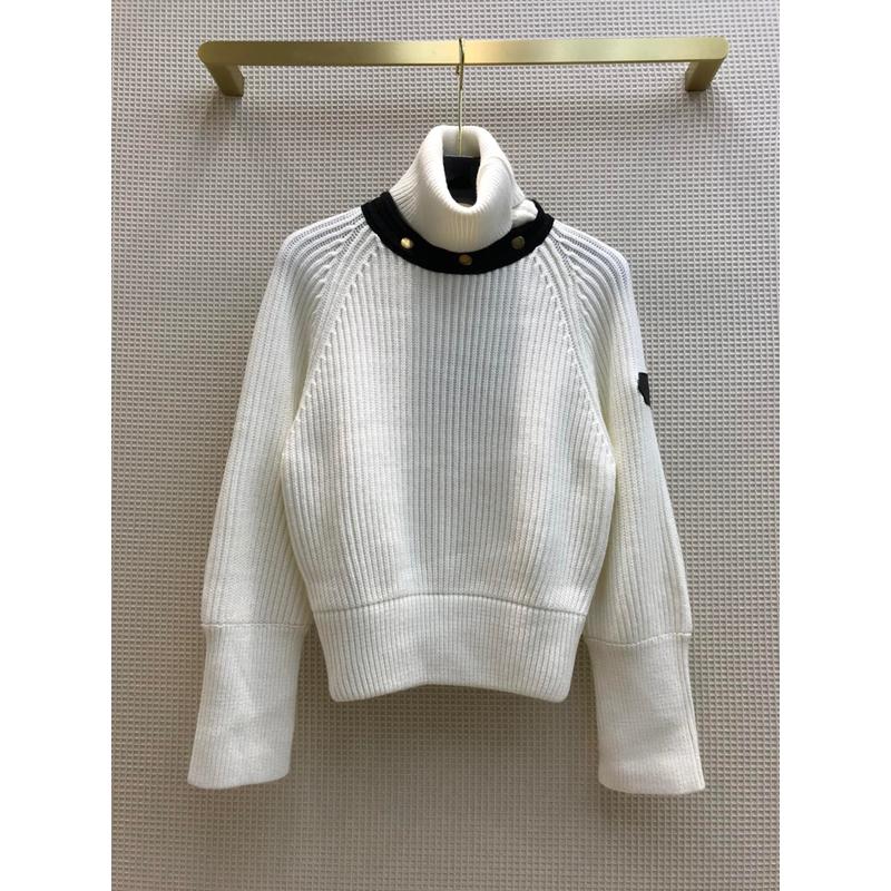 

2021 Autumn New 9.29 Ribbed Long Removable Turtleneck Wool Pullover Lantern Sleeve Knitted Sweater Women, White