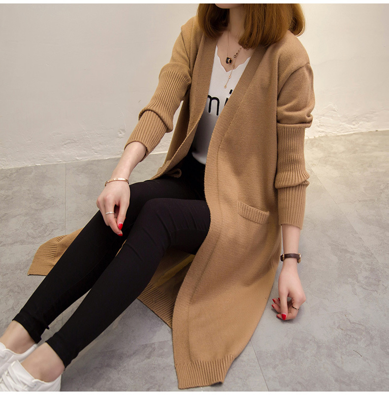 

2021 New Autumn Winter Knitting Sweater Women Outerwear Sweaters Cardigan Feminino Pull Femme Jersey Long Cardigans Tkzn, Black