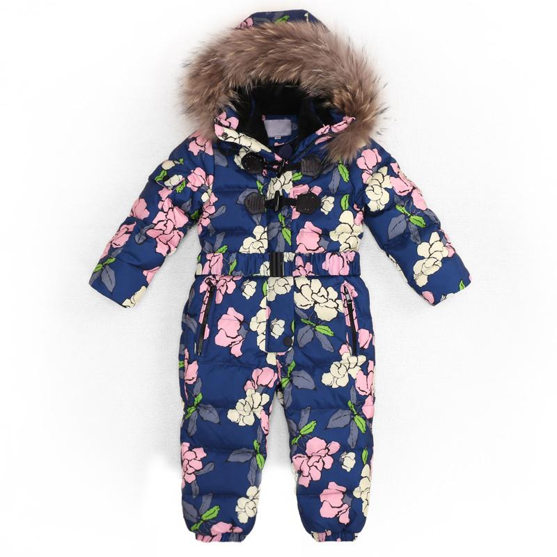 

Children Russia Winter -30 Degree Thicken Rompers Baby Boys Warm Hoodie Clothes Girls Windproof Snowsuit Down Jacket Jumpsuit, Navy