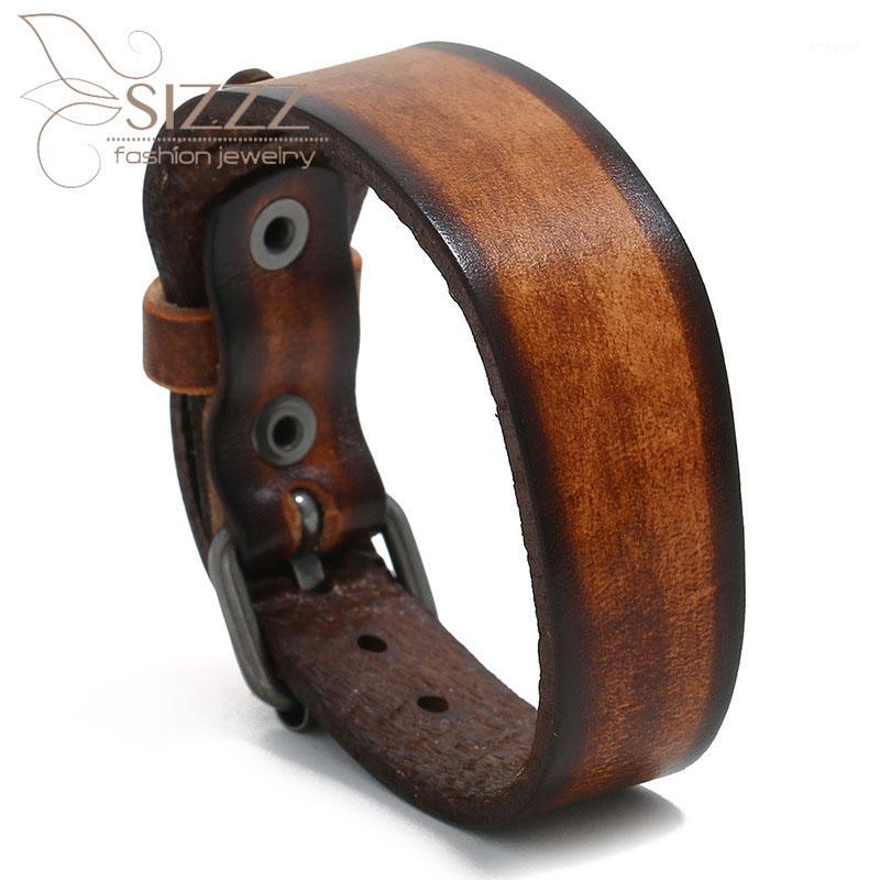 

Charm Bracelets SIZZZ 2021 Factory Direct Europe And The United States Retro Simple Men's Leather Bracelet&bangles1