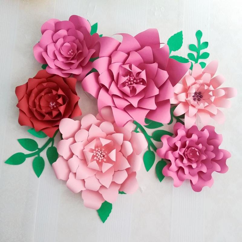 

2021 6PCS + Leaves 7PCS Large Flower Wedding Backdrop Baby Nursery Bridal Shower Mix 3 Colors, Custom color