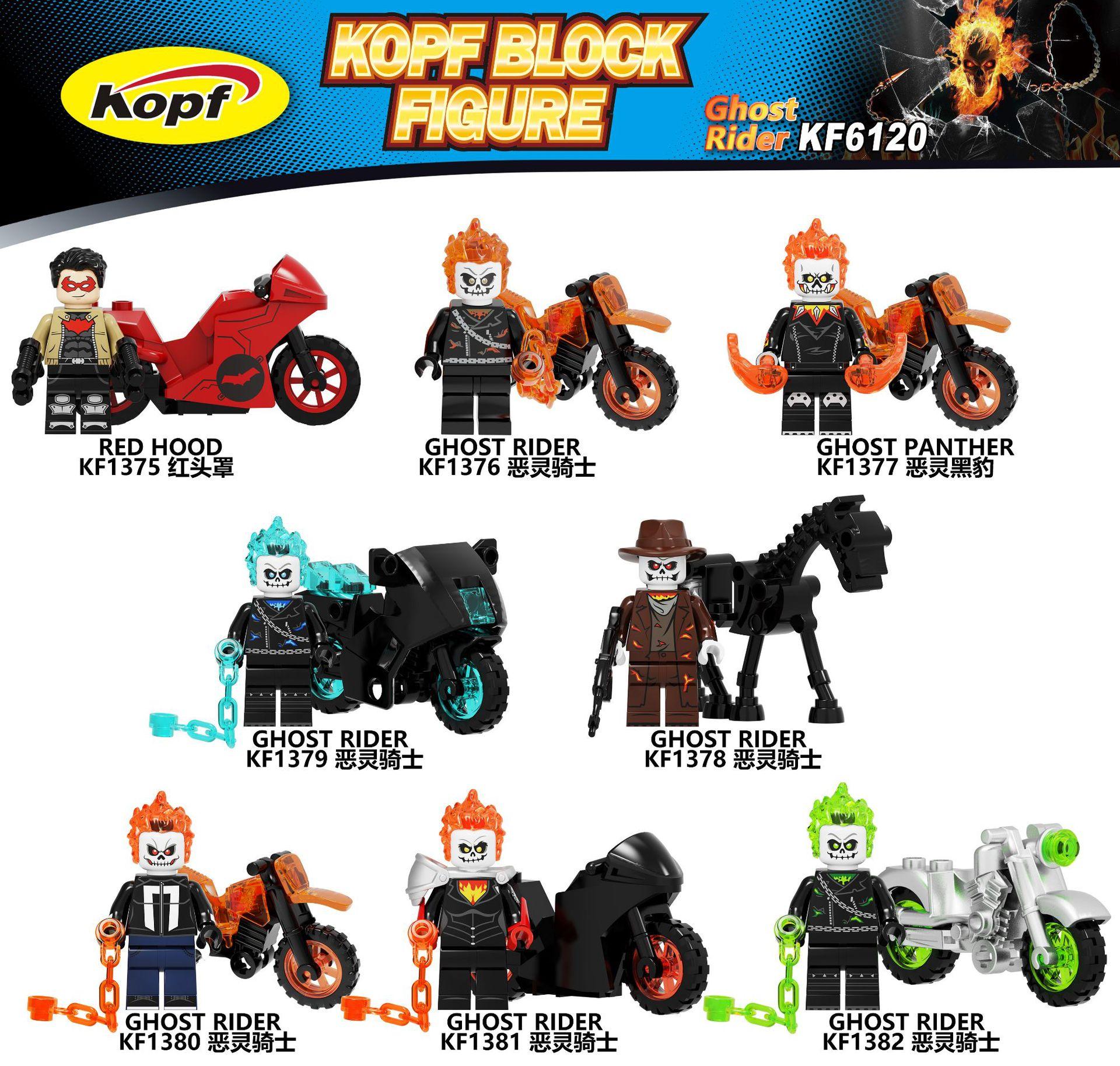 

KF6120 Mini Ghost Rider Black Panther Red Hood Motorcycle Spirit Chariot Assembly Building Blocks Toy Man Boy Minifig Bricks