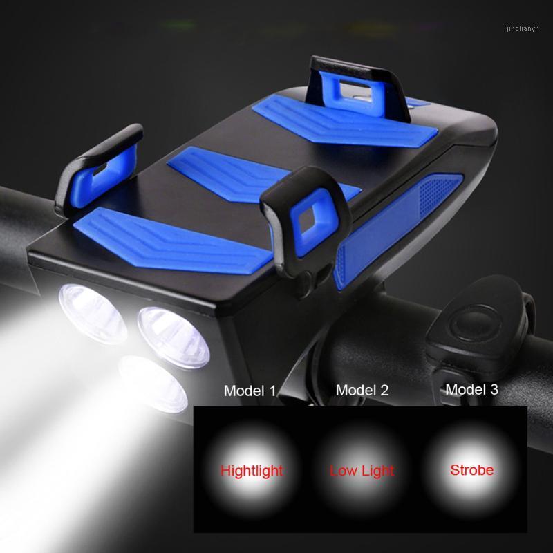 

4 in 1 Bicycle Light Front Lamp Rechargeable Phone Holder 3 LED MTB Rode Bike Bicycle Accessories1