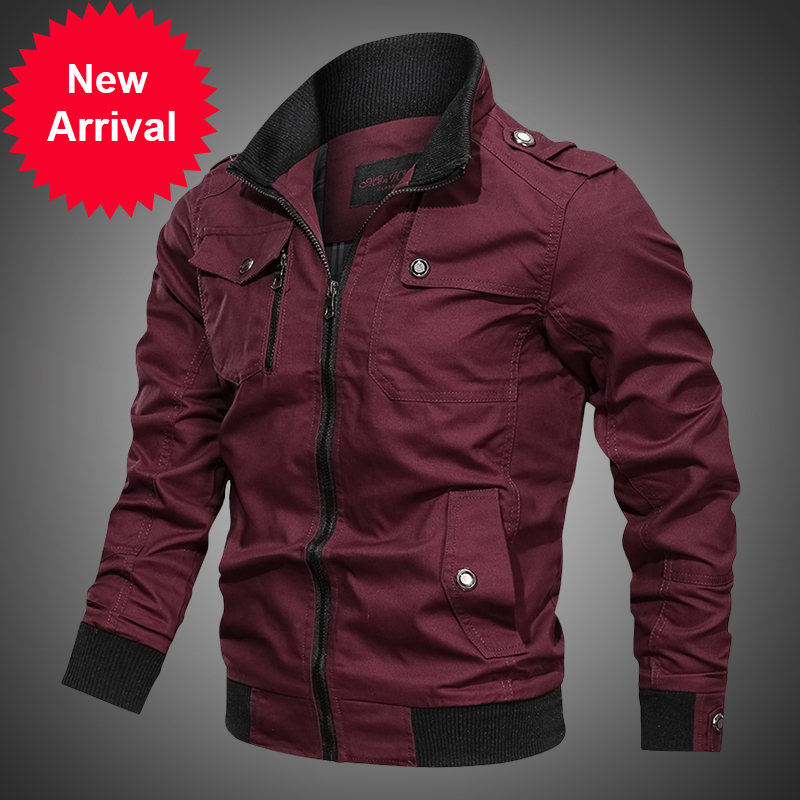 

Men's military jacket with versity, plain jacket, zipper, slim, spring/fall, Red fk063