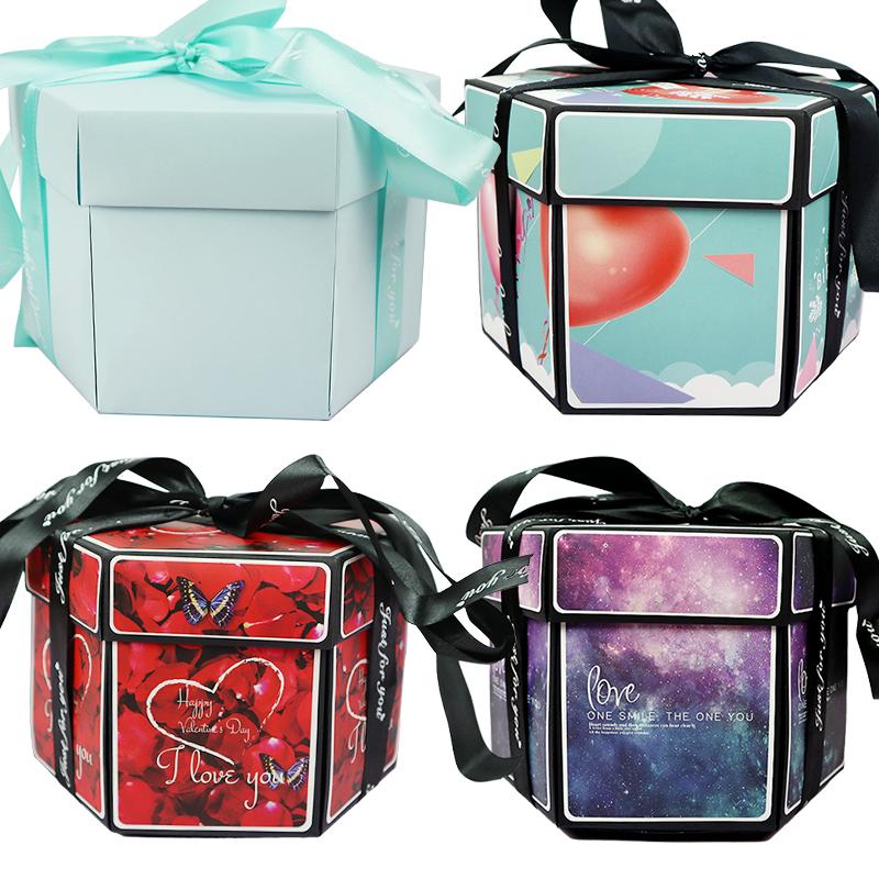 

Surprise Explosion Couple Box Valentine's Day Wedding Birthday Favors Boxes for Girls Gift DIY Photo Memory Anniversary