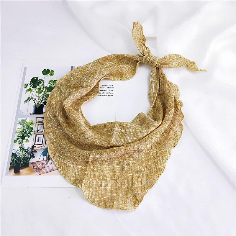

Fashion women linen triangular scarf/Small neckerchief with classic solid pattern/Headbands Hair ribbons /So many uses