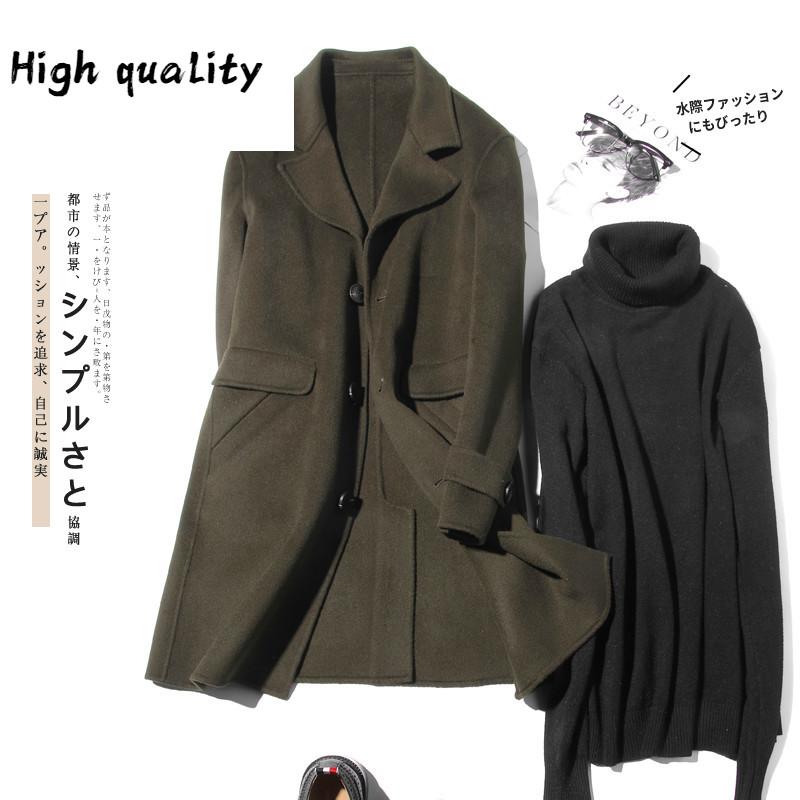 

Wool 100% Coat Men Autumn Double-sided Long Jacket Men Korean Mens Overcoat Peacoat Jackets Erkek Mont, Black