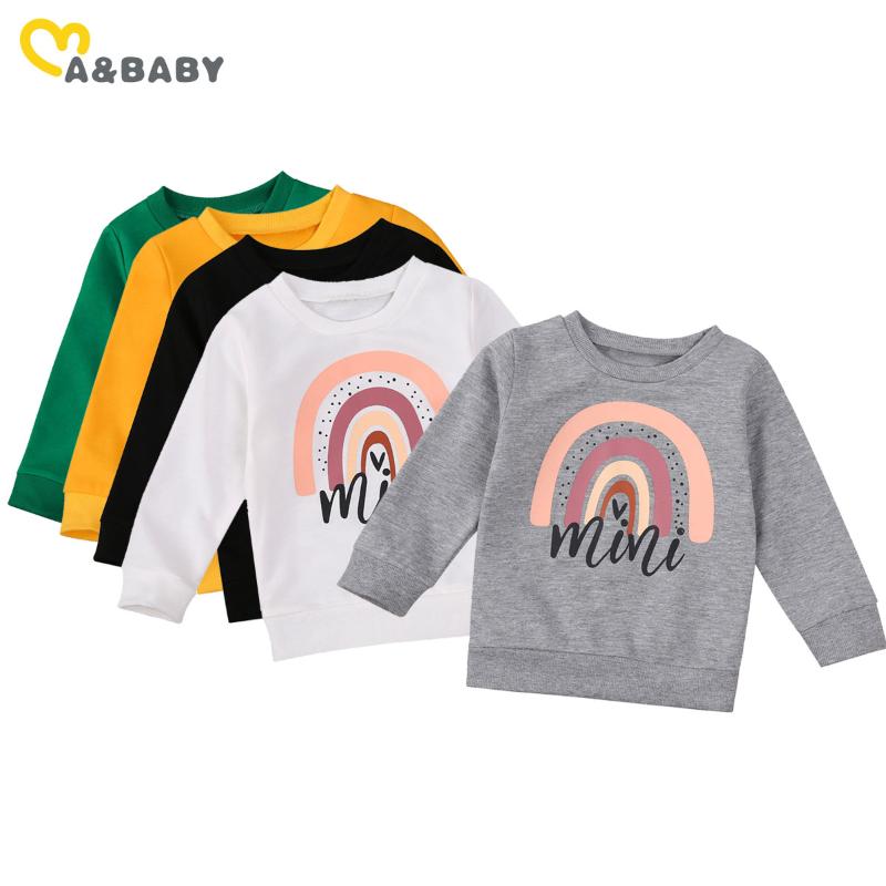 

Ma&Baby 6m-5Y Autumn Spring Infant Toddler Kid Boy Girl Rainbow Sweatshirts Letter Long Sleeve Hoodies Casual Children Clothes, Black