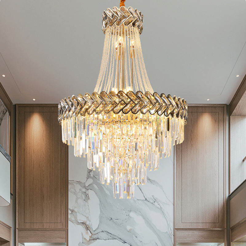 Hotel Dining Room Large Crystal Chandelier Lighting Villa Hall Living Crystal Lamp Postmodern Staircase Long led Crystals Pendant Lamps-image-613517692