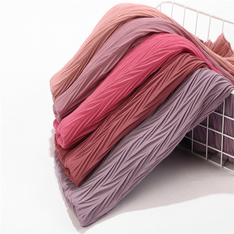 

High quality women muslim malaysia crinkle chiffon scarf islamic shawls headwear long wraps pleated solid plain chiffon hijabs1