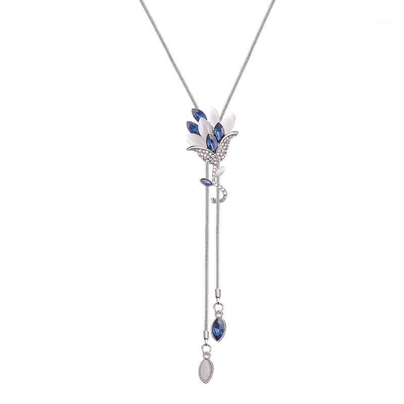 

KASIYU crystal flower A woolen chain fashion joker concise Pendant. Accessories clothes necklace Accessories Hang 925silver Y-281