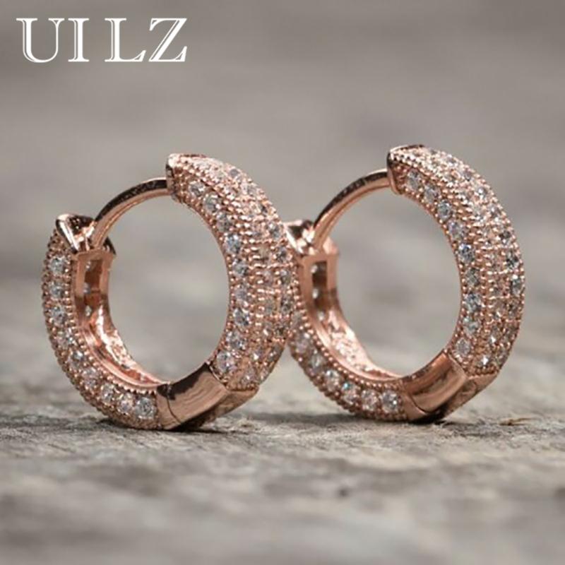 

Stud UILZ Fashion Creative Shiny CZ Small Round Earrings For Women 3 Colors Available Versatile Timeless Style Lady Earring Jewelry