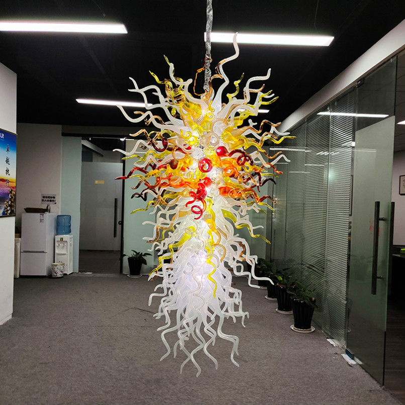 

Lamps Hand Blown Glass Chandeliers Lighting Led Ceiling Mount Light 52 72 Inches High Lustre Multicolor Chandelier for Living Room Home Decoration