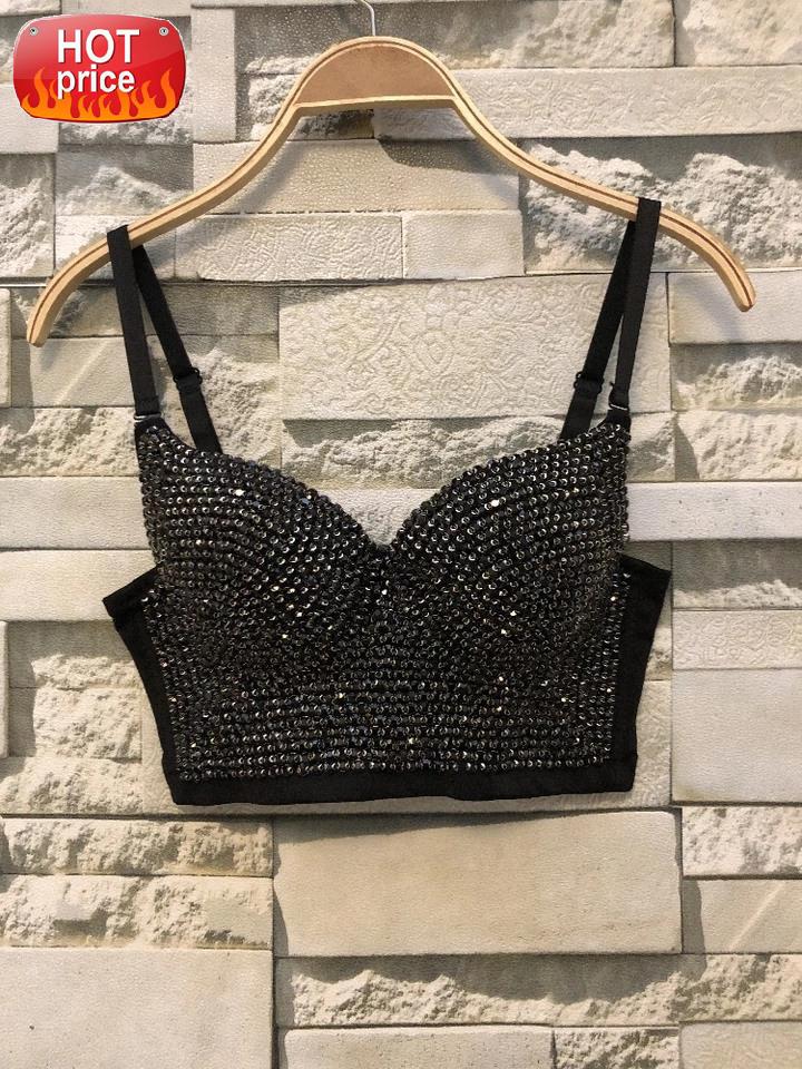 

Sleeveless Backless Push Up Black Sequined Camis 2020 New Fashion Slim Adjustable Strap Comfortable Celebrity Camisole For Women #It86, White