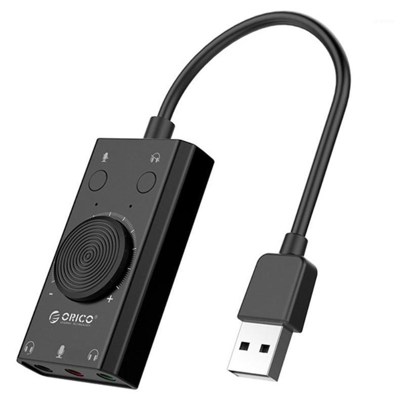

ORICO SC2 External USB Sound Card Volume Adjustable 3-Port Mic Headphone Audio Card Adapter for Windows for Mac OS Linux PC1